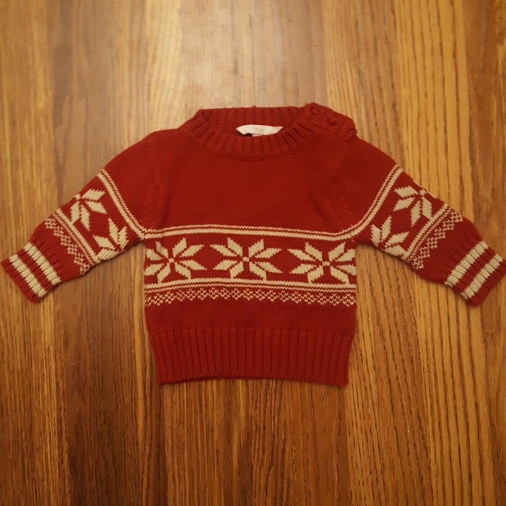 TCM Snowflake Red Knit Baby Sweater